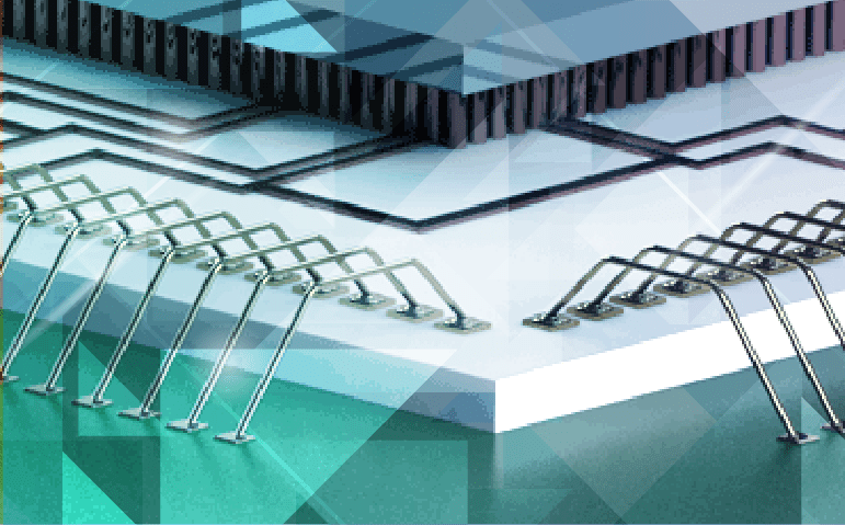 Chip on Chip with wire bonds connecting it to the PCB board